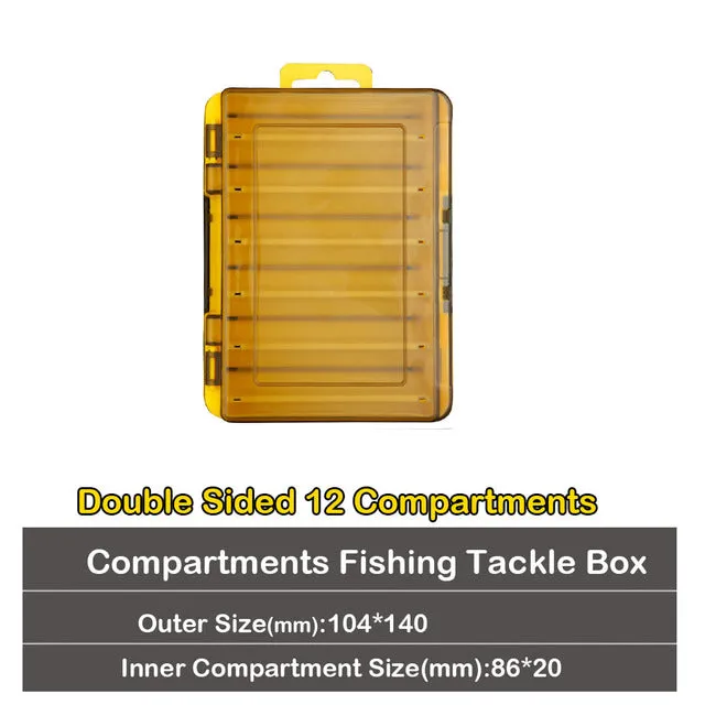 JOHNCOO Double Sided 14/12 Compartments Fishing Tackle, Lure, & Bait Box Organizer
