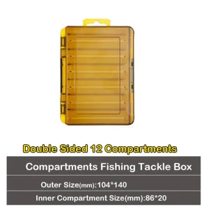 JOHNCOO Double Sided 14/12 Compartments Fishing Tackle, Lure, & Bait Box Organizer
