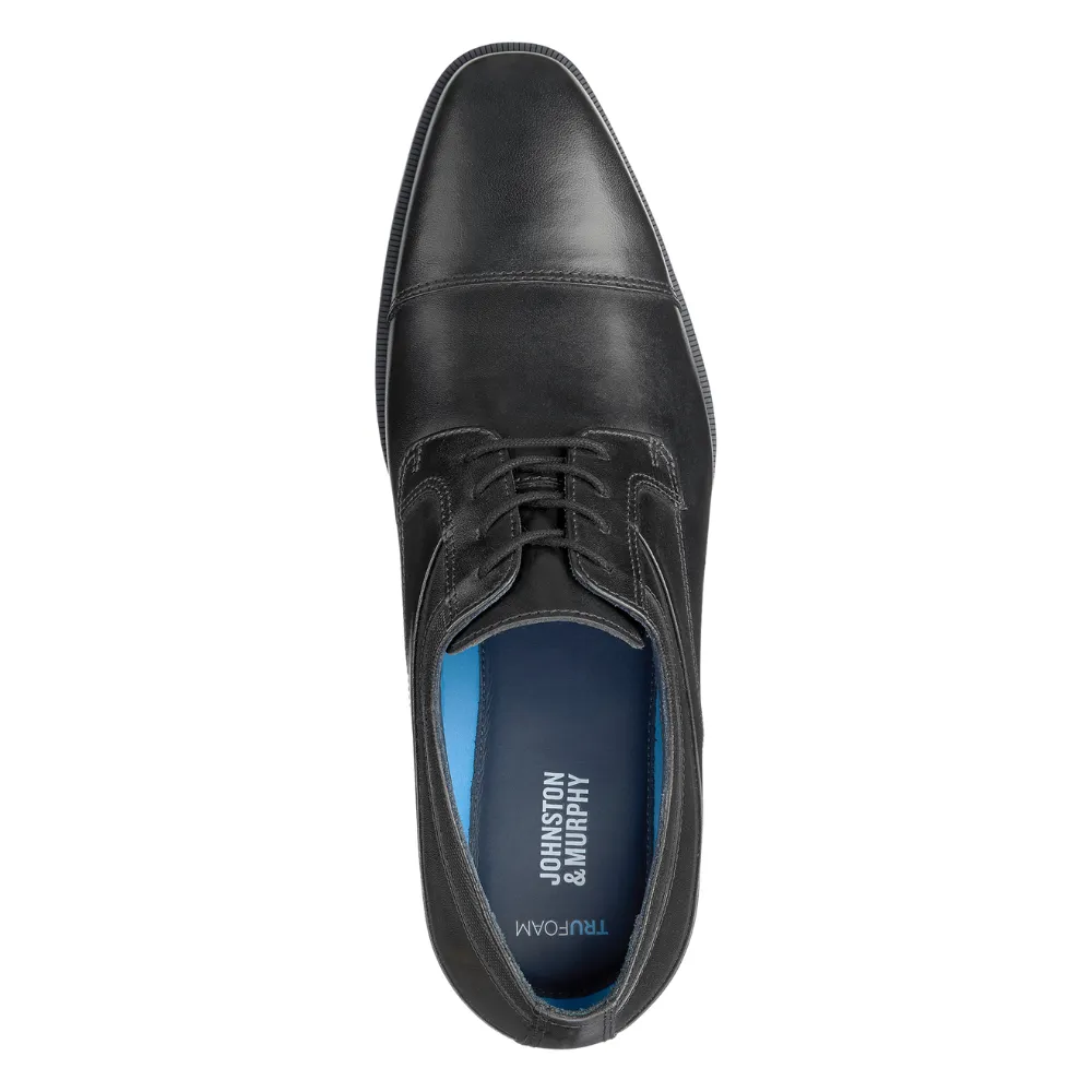 Johnston & Murphy Gibbons Cap Toe Black Full Grain Shoe (Men's)
