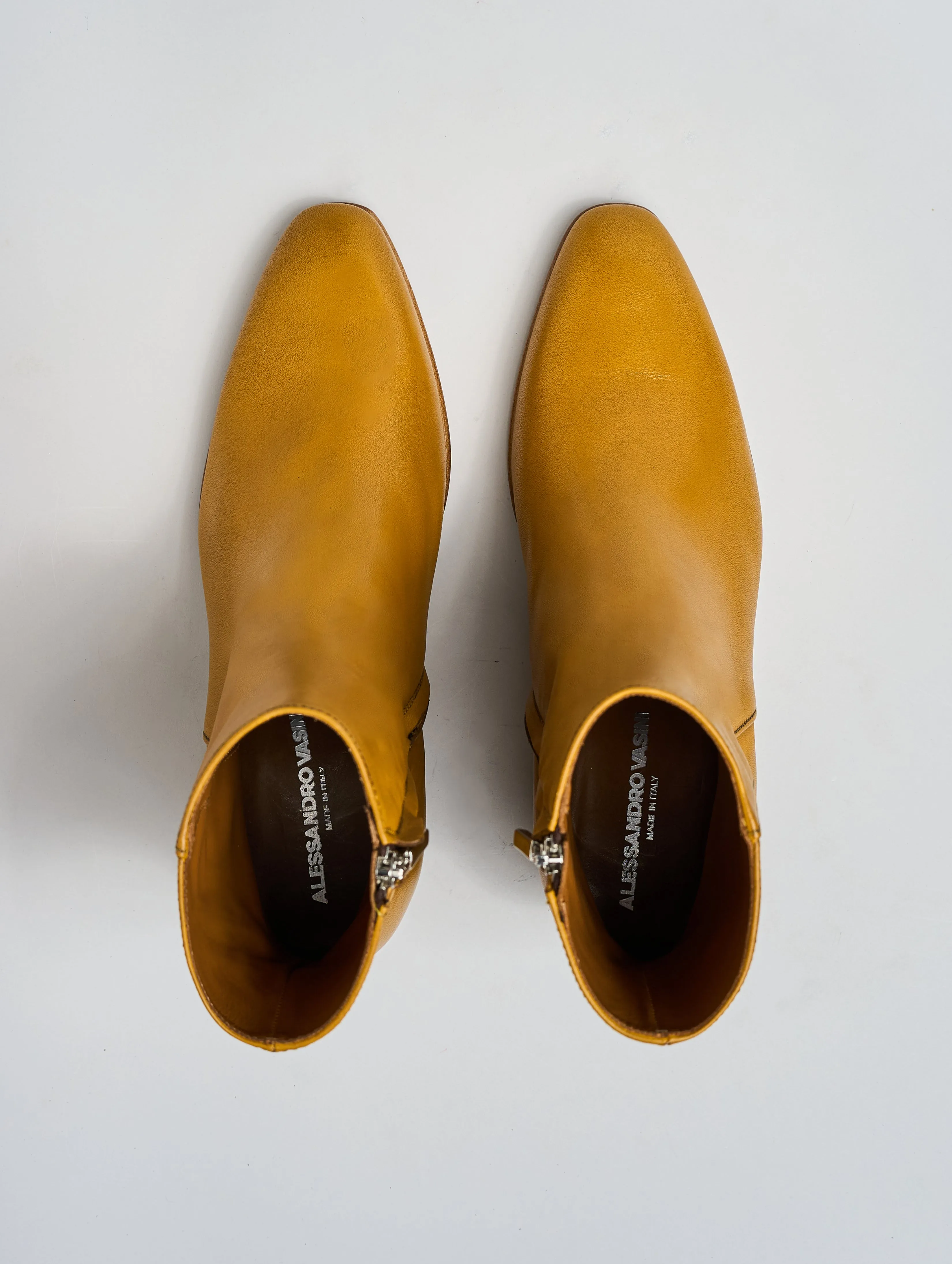 JUAN 60MM ANKLE BOOT IN MUSTARD CALFSKIN