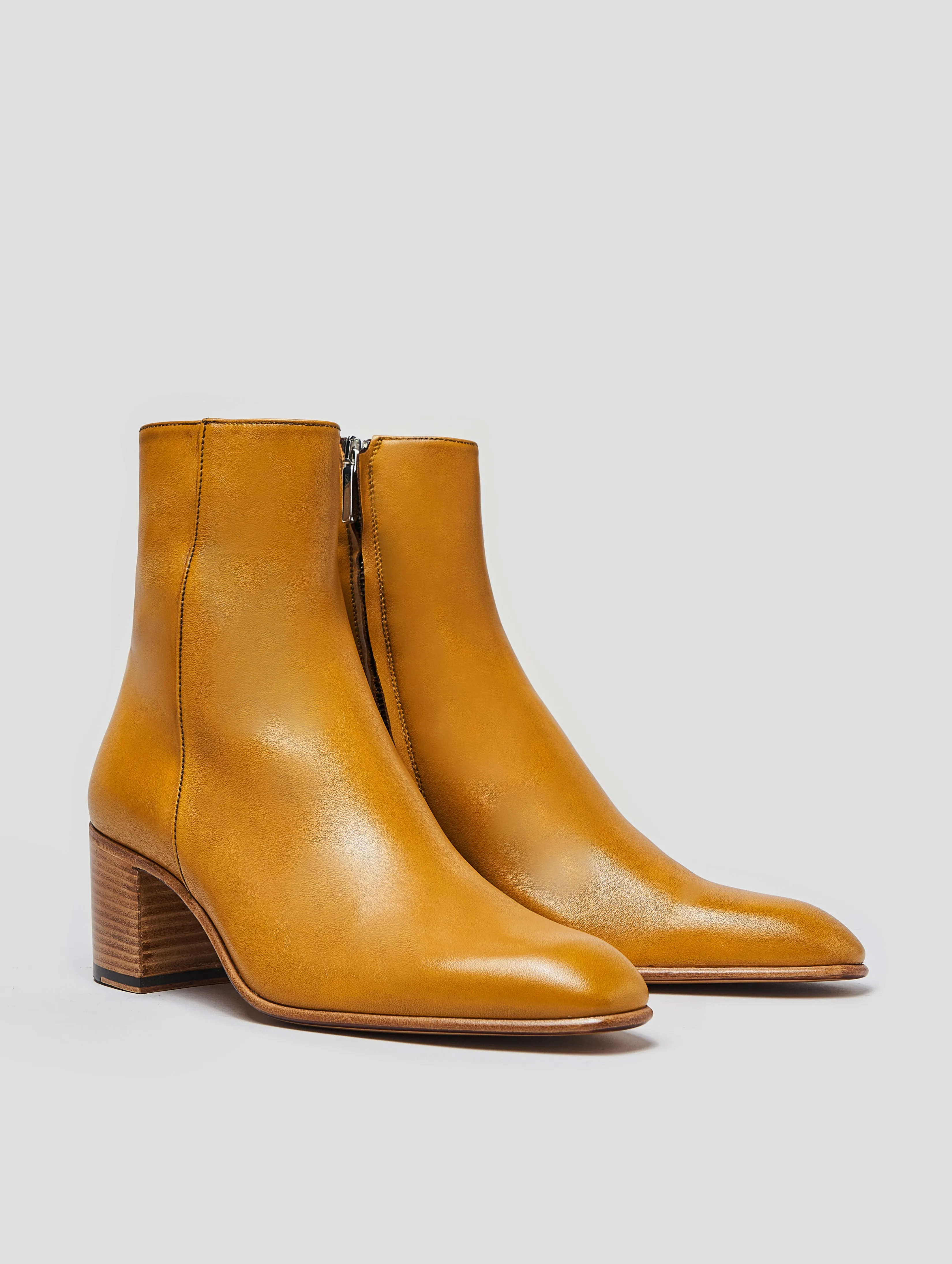 JUAN 60MM ANKLE BOOT IN MUSTARD CALFSKIN