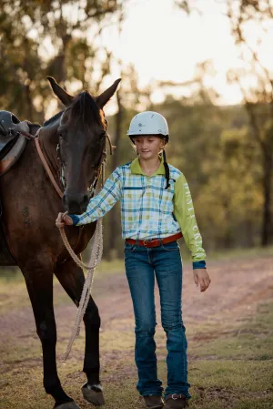Kids Fishing Shirt - Lime Check