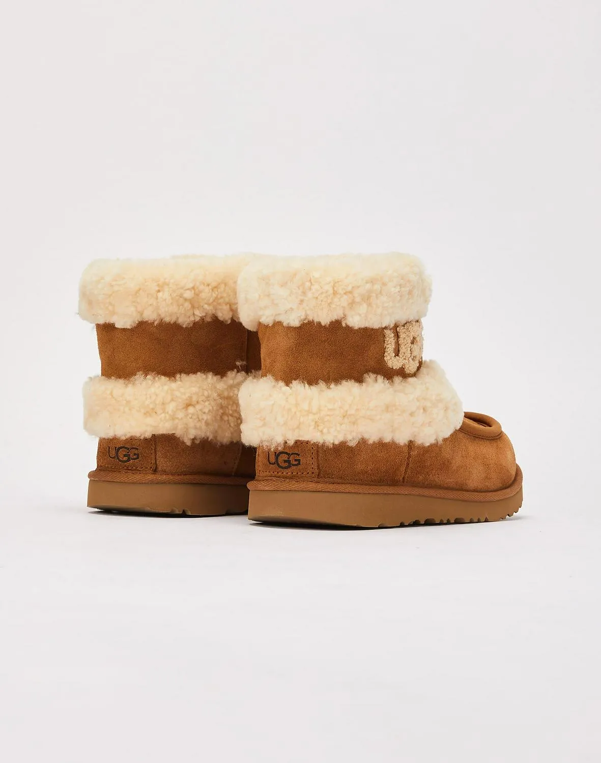 Kids UGG Ultra Mini Fluff GS Chestnut Brown Nude Khaki 1143701K Snow Rain Boots