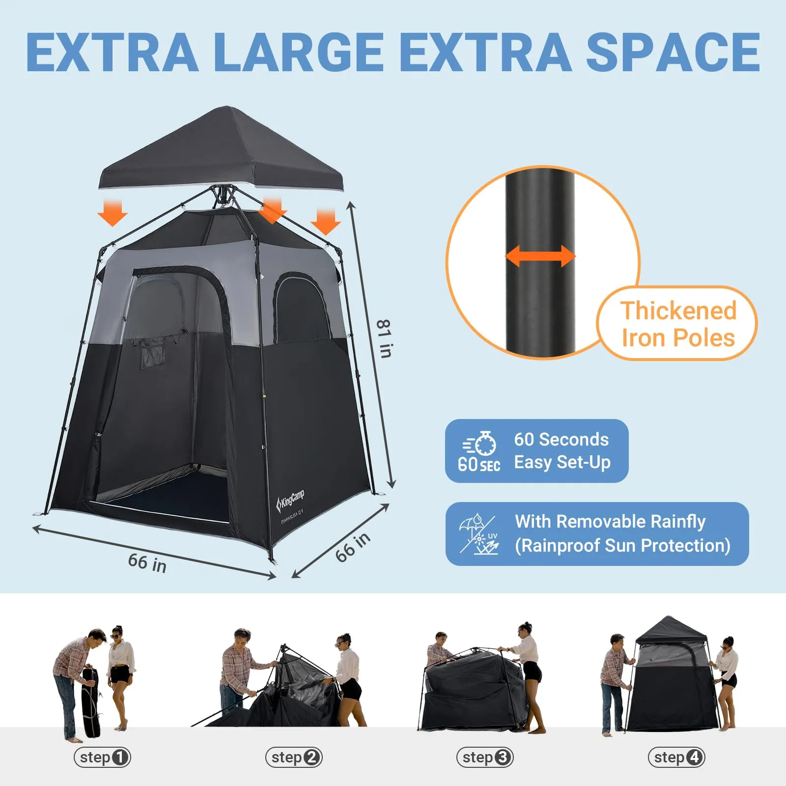 KingCamp MARASUSA Q Portable Instant Pop Up 1-Room Privacy Tent