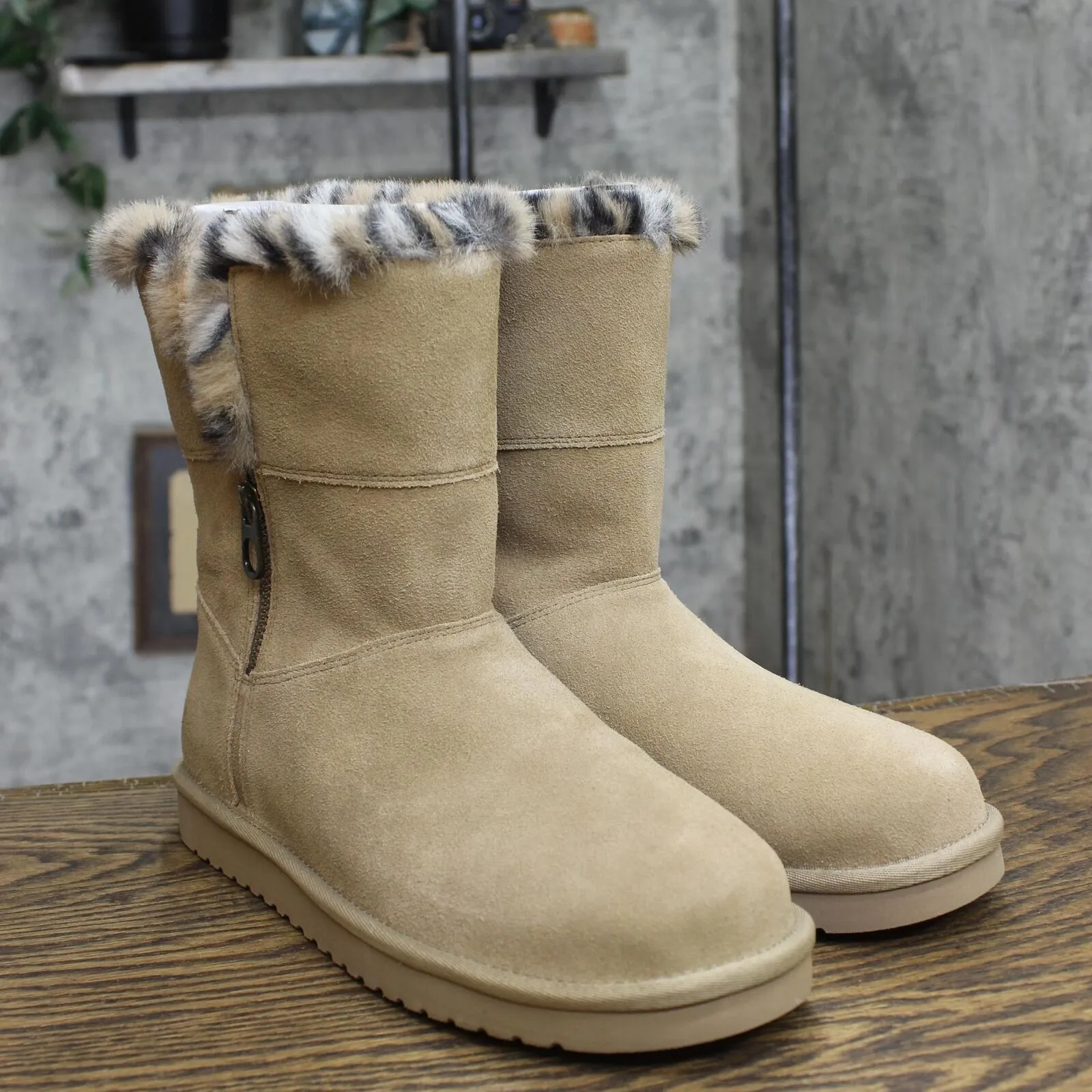 Koolaburra By Ugg Womens Aribel Short Leopard Boots Amphora Brown 9M