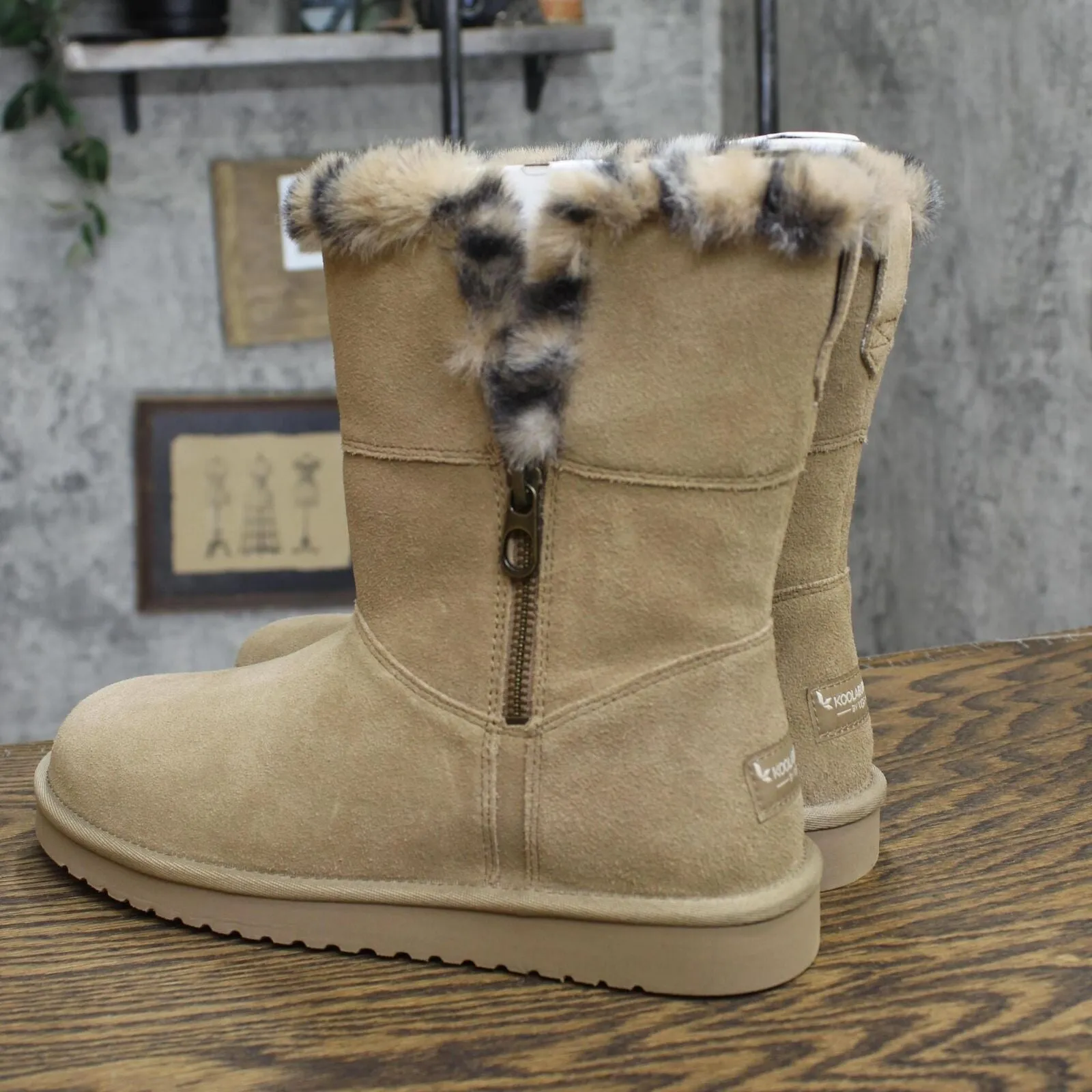 Koolaburra By Ugg Womens Aribel Short Leopard Boots Amphora Brown 9M