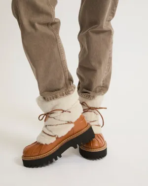 Lace-up mid-length boots in ironed Merino