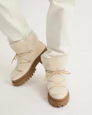 Lace-up mid-length shearling boots