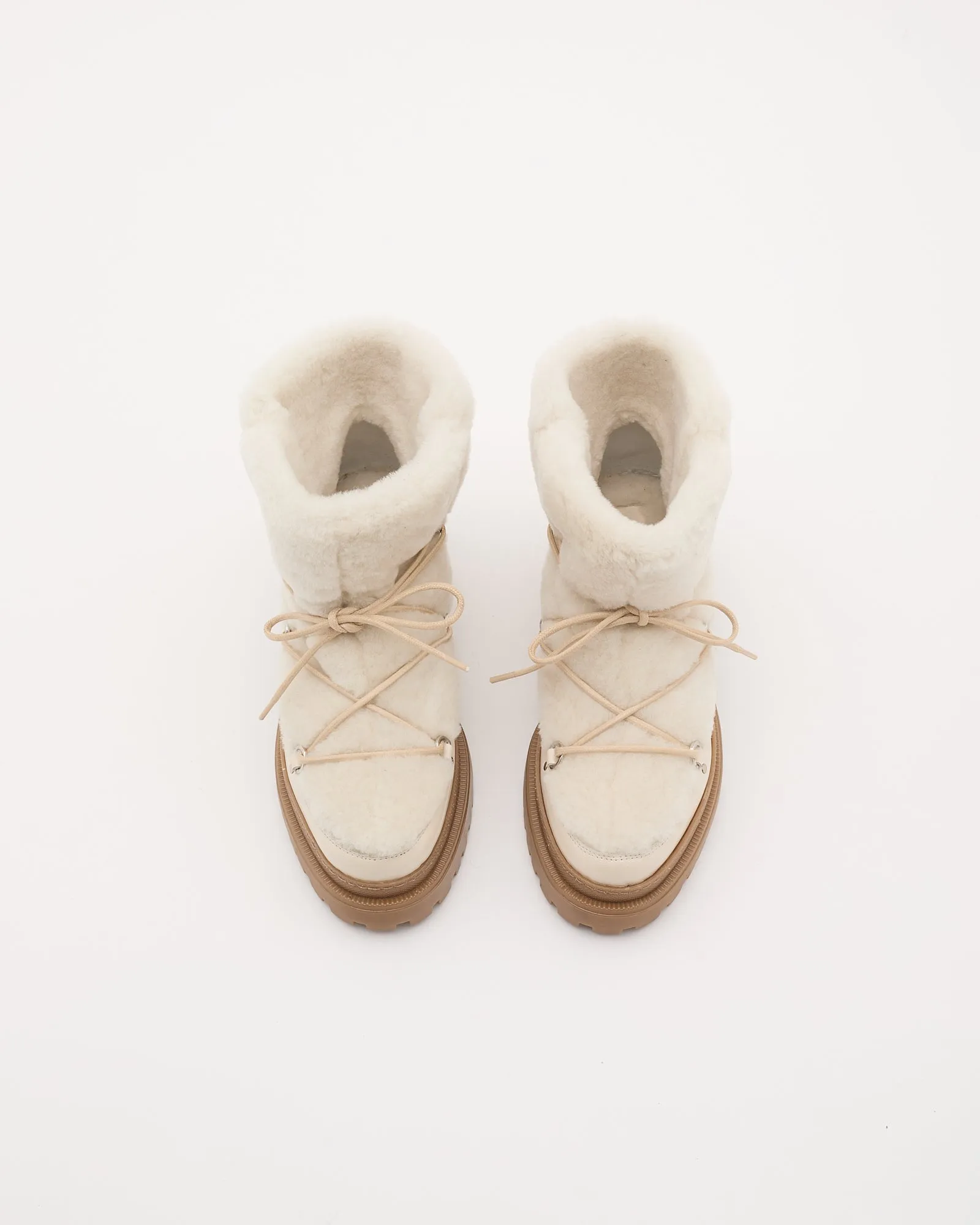 Lace-up mid-length shearling boots
