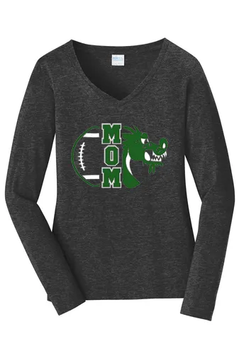 Ladies Long Sleeve Fan Favorite V-Neck Tee - Football Mom