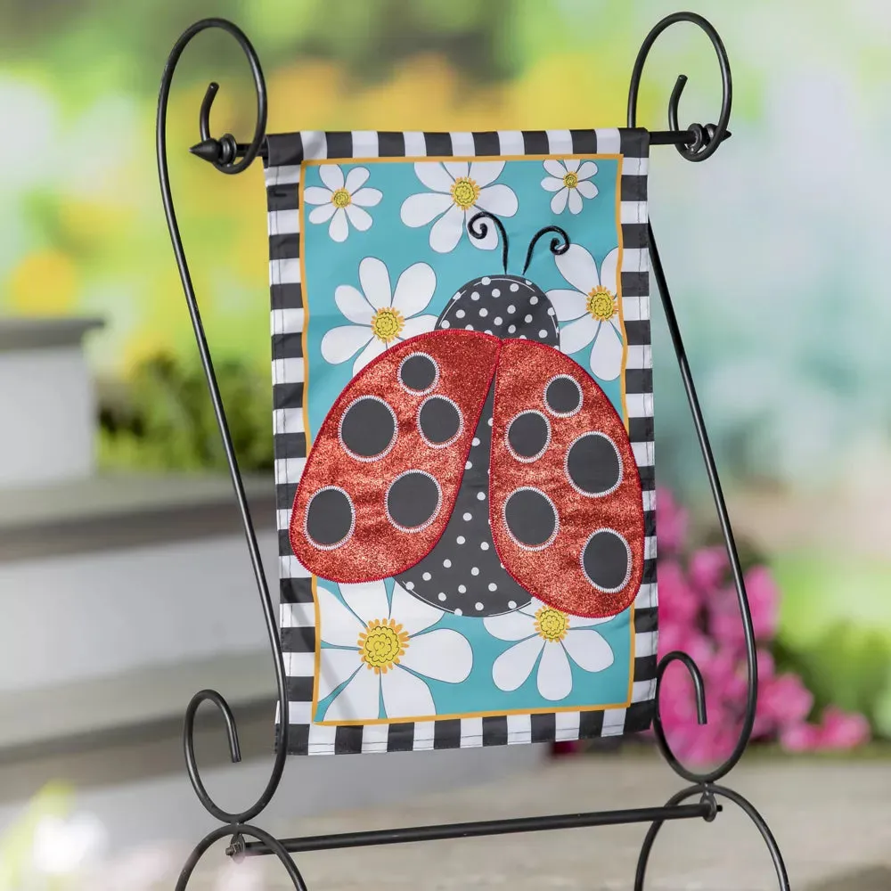 Ladybug with daisies garden flag
