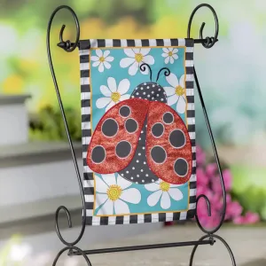 Ladybug with daisies garden flag
