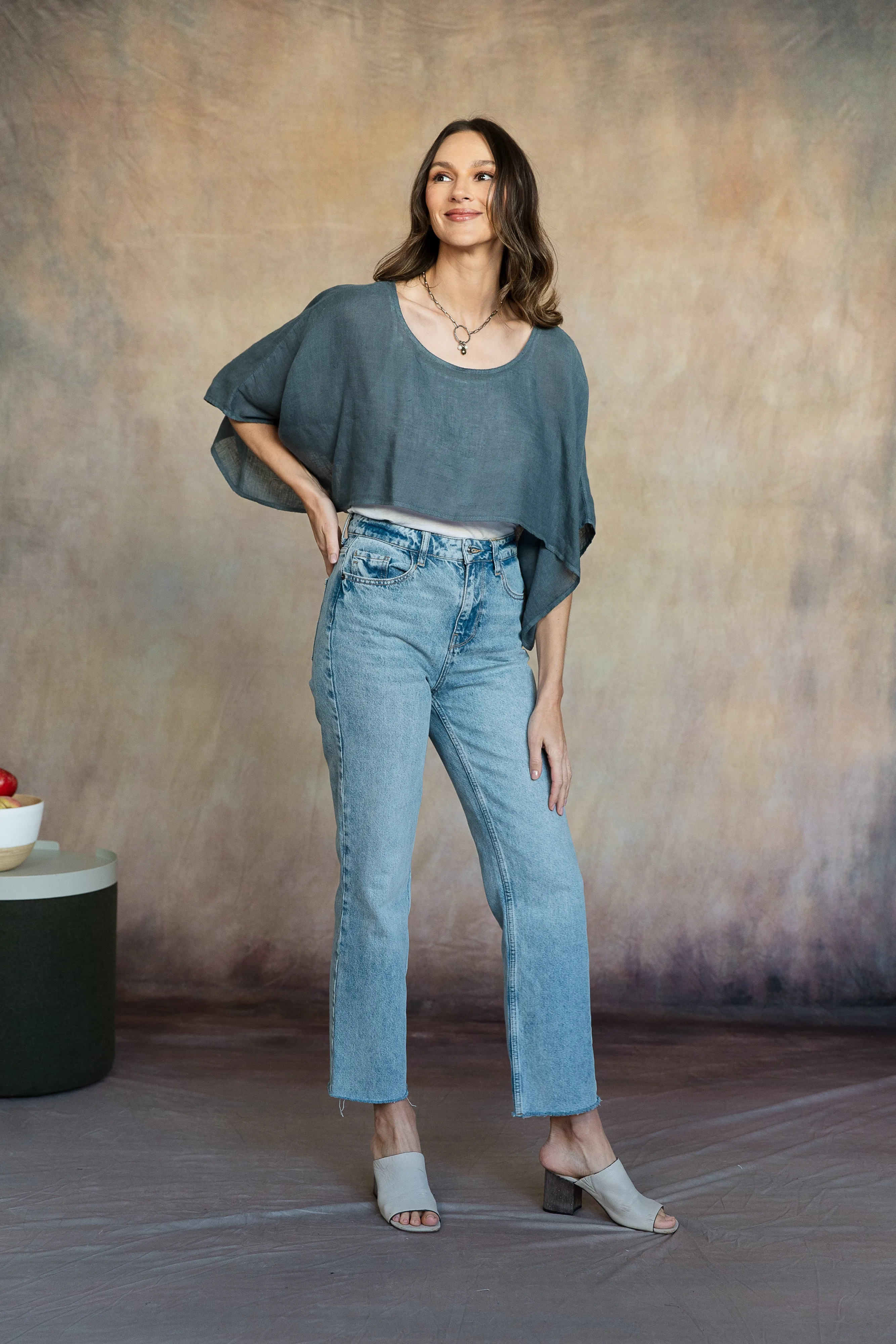 Lana Linen Topper (Washed Grey)