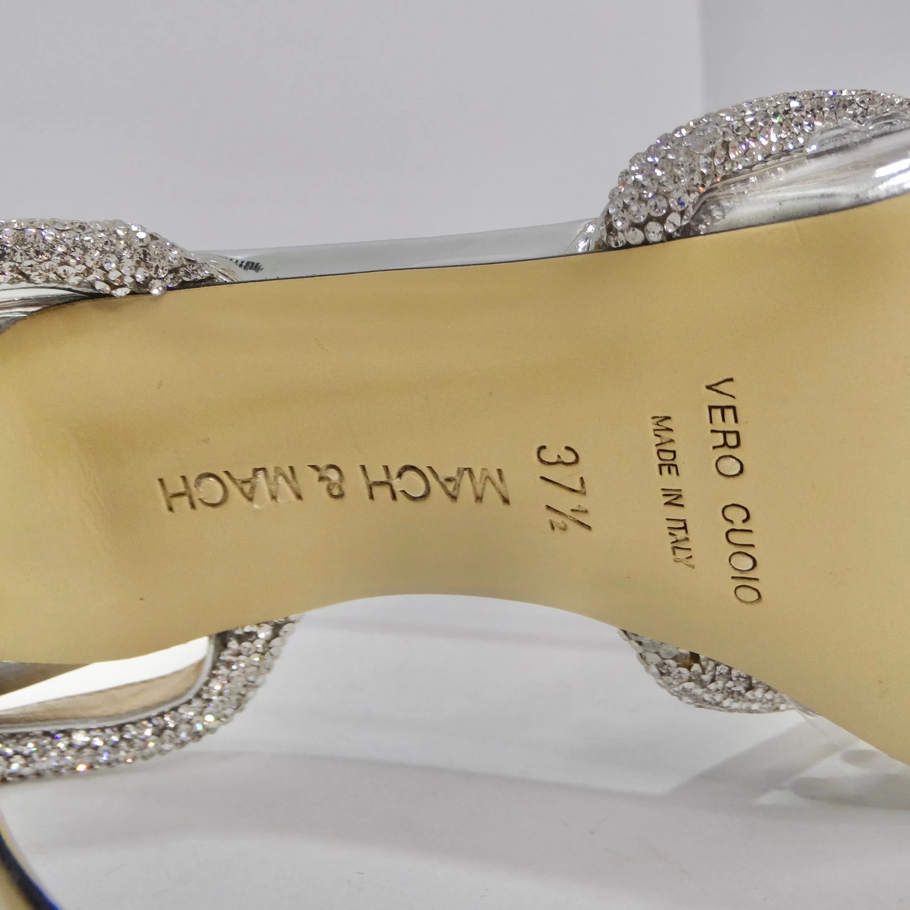 Mach & Mach Silver Double Bow 100 Crystal Pvc Pumps