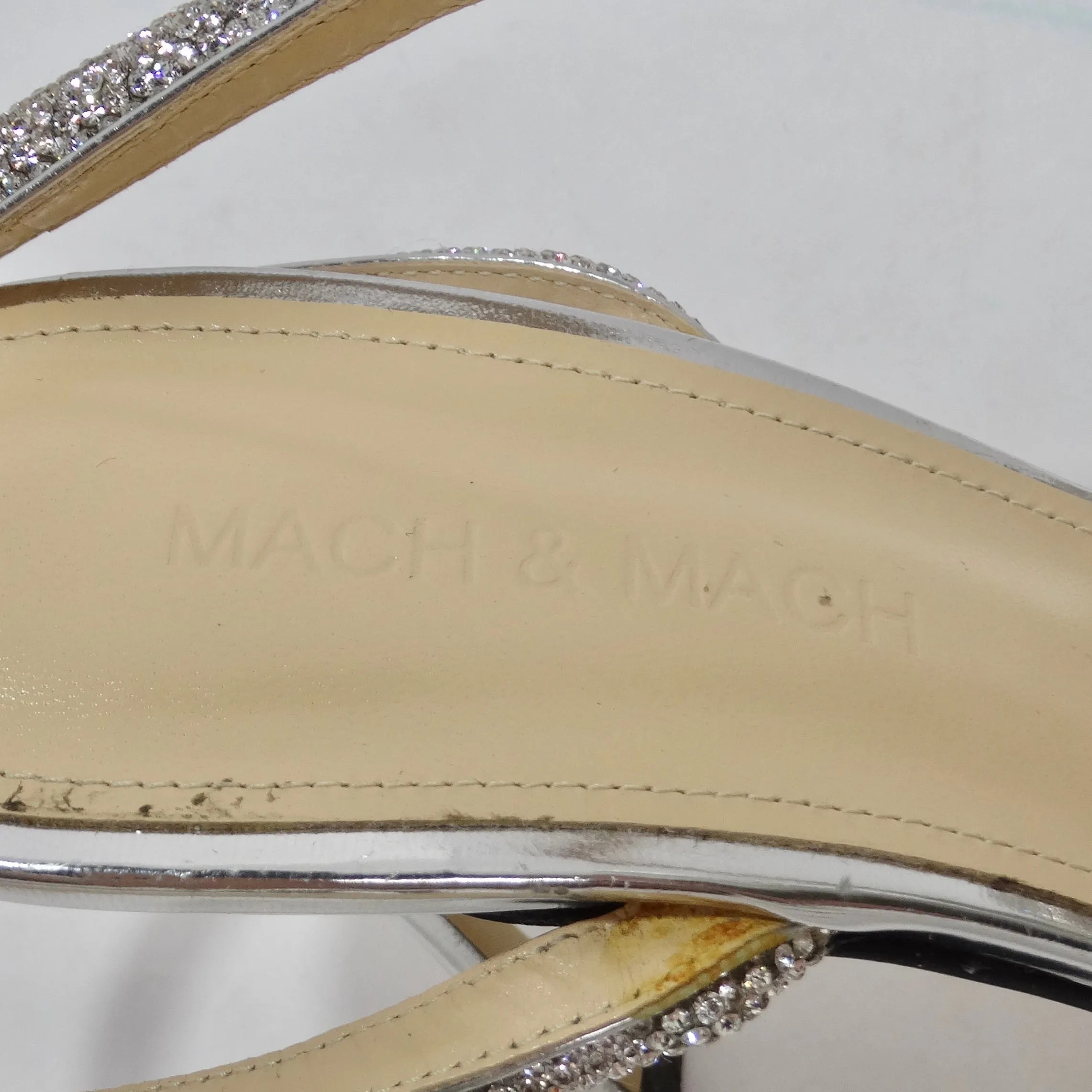 Mach & Mach Silver Double Bow 100 Crystal Pvc Pumps