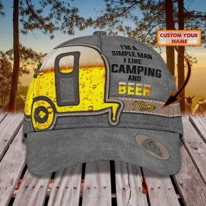 Man like Camping and Beer - Personalized Name Cap - Nmd 29