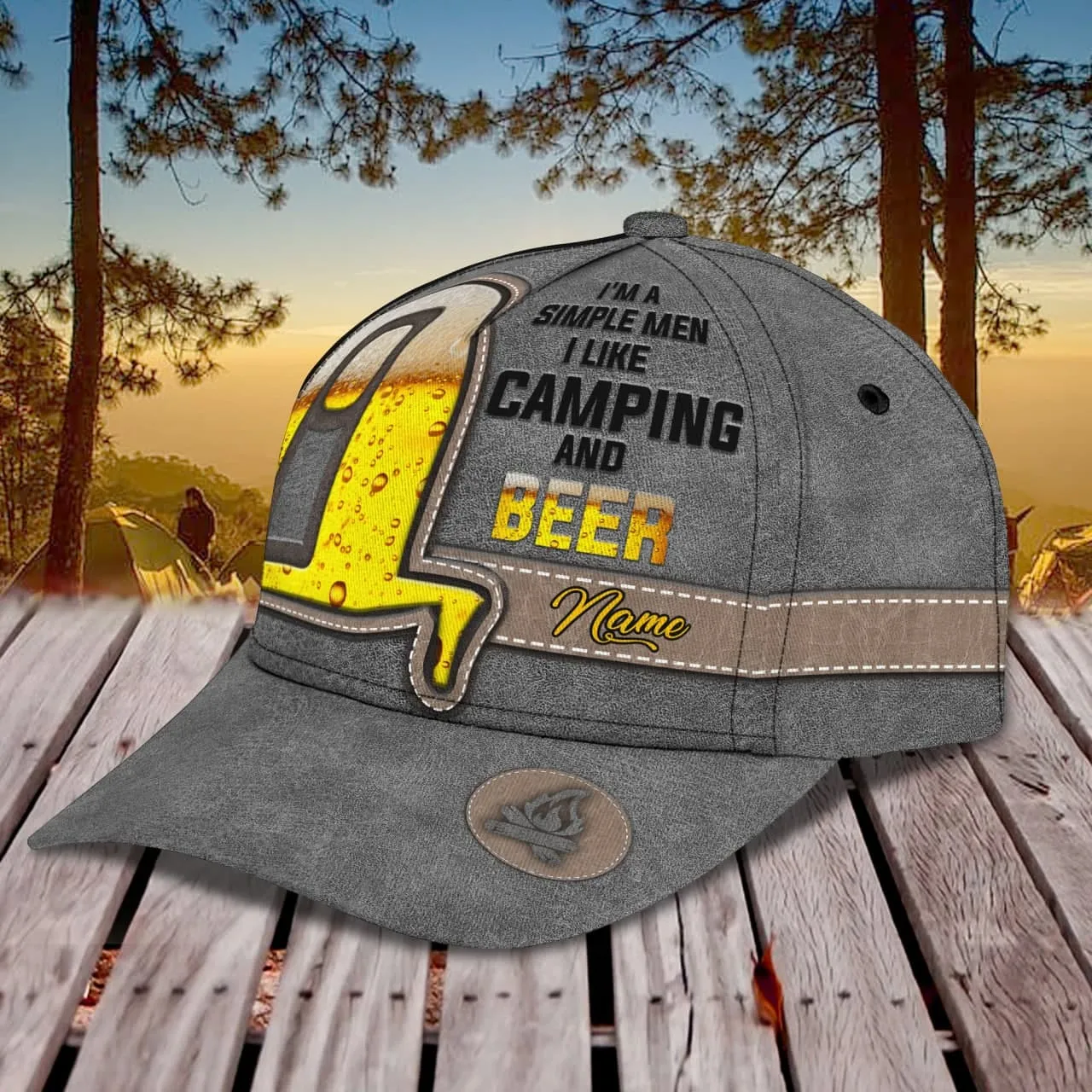 Man like Camping and Beer - Personalized Name Cap - Nmd 29
