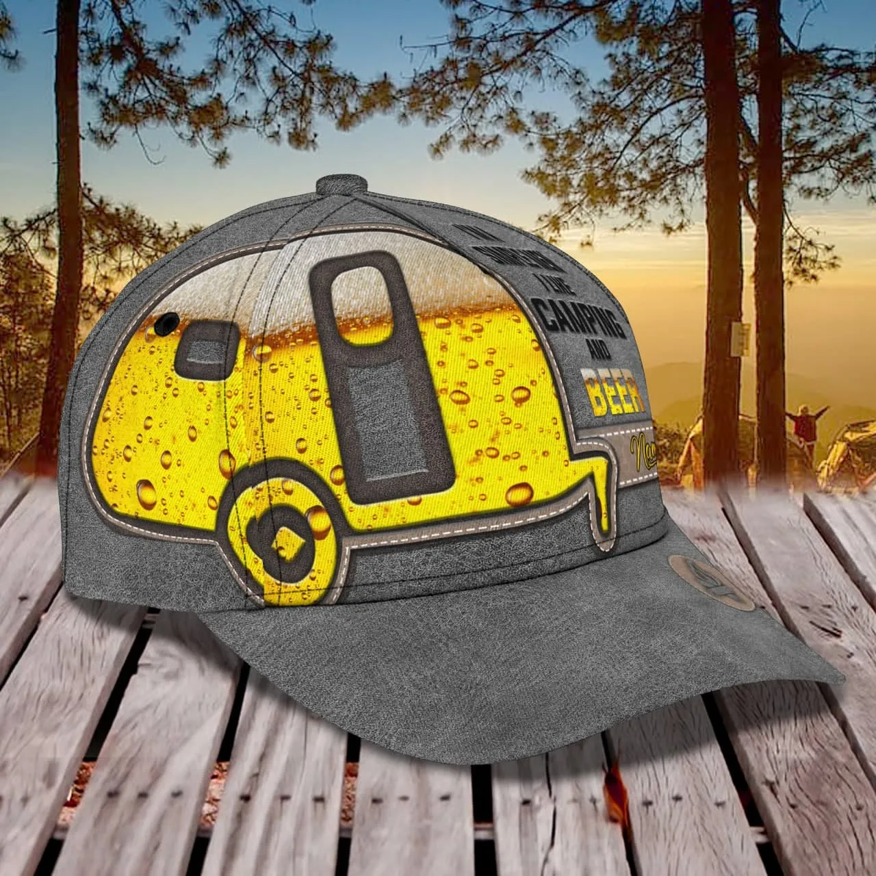 Man like Camping and Beer - Personalized Name Cap - Nmd 29