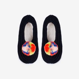 Marble Pom Knit Slippers