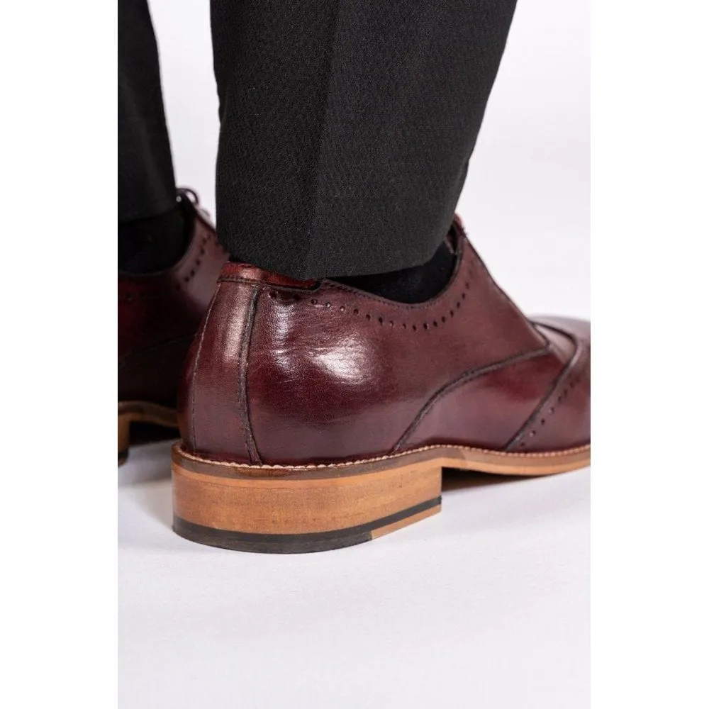 Marc Darcy Carson Wingtip Brogue Shoe Bordeaux Burgundy
