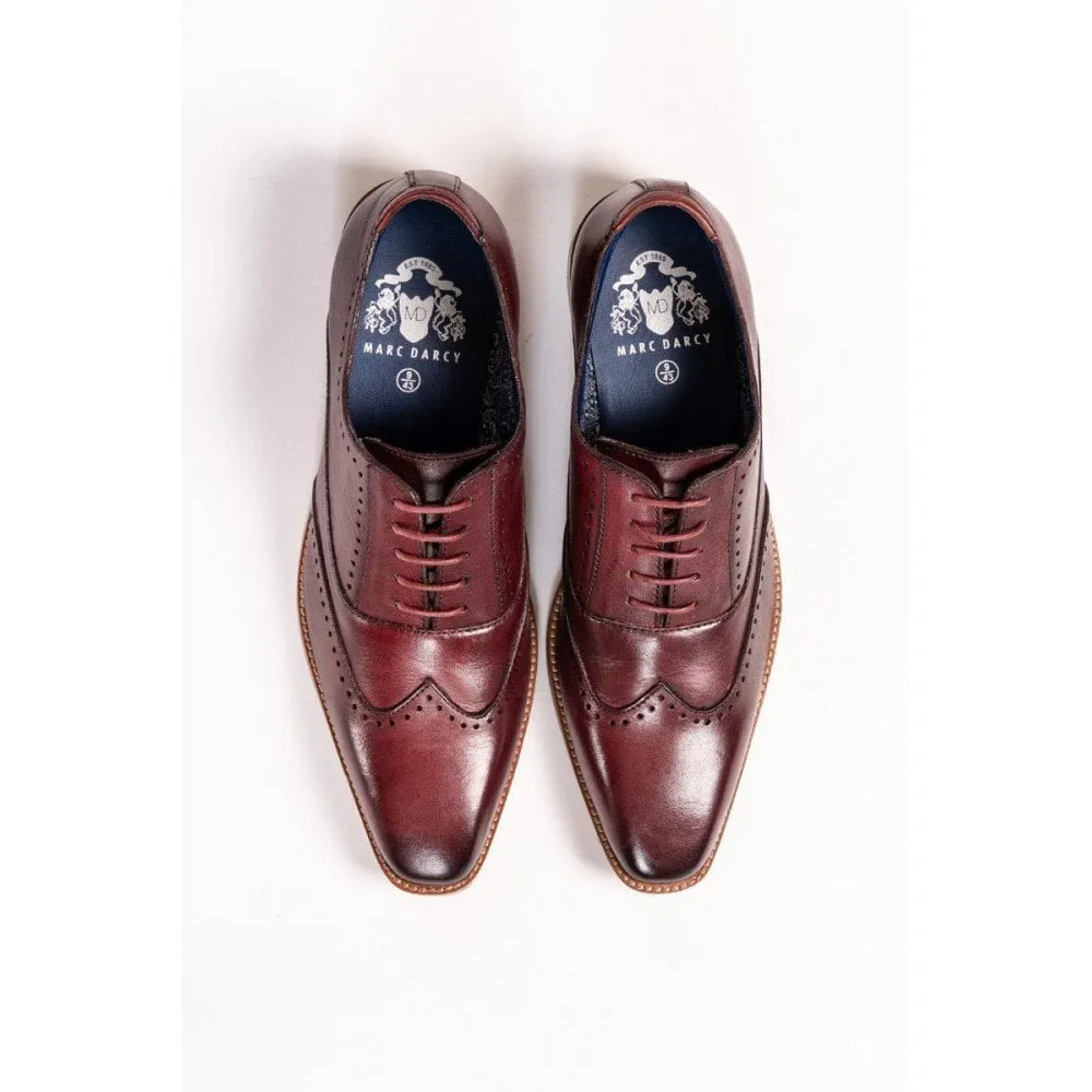 Marc Darcy Carson Wingtip Brogue Shoe Bordeaux Burgundy