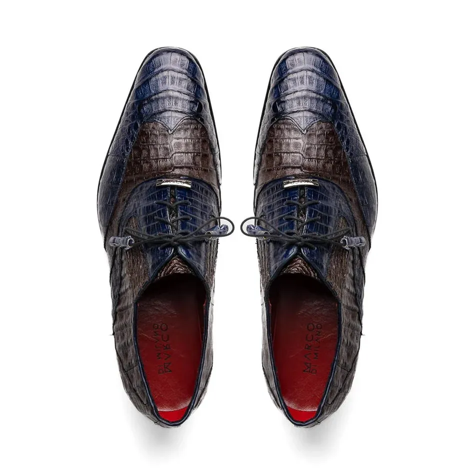 Marco Di Milano Luciano Men's Shoes Exotic Crocodile Classic Wingtip Dress Derby Oxfords