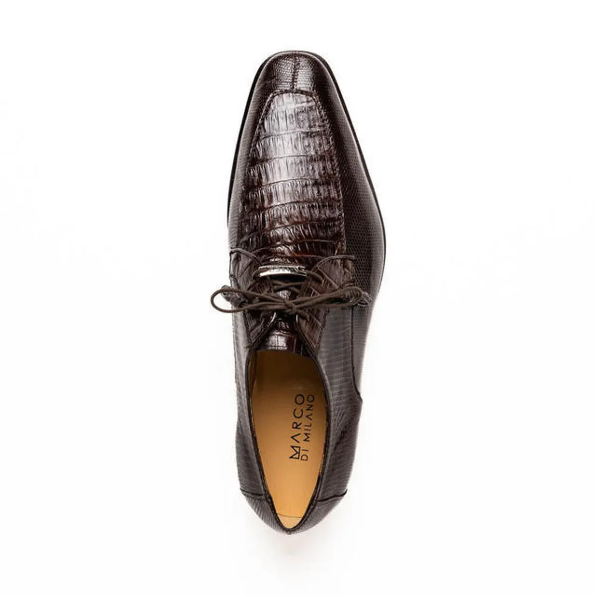 Marco Di Milano Men's Brown Caiman Lizard Derby Shoes Toluca
