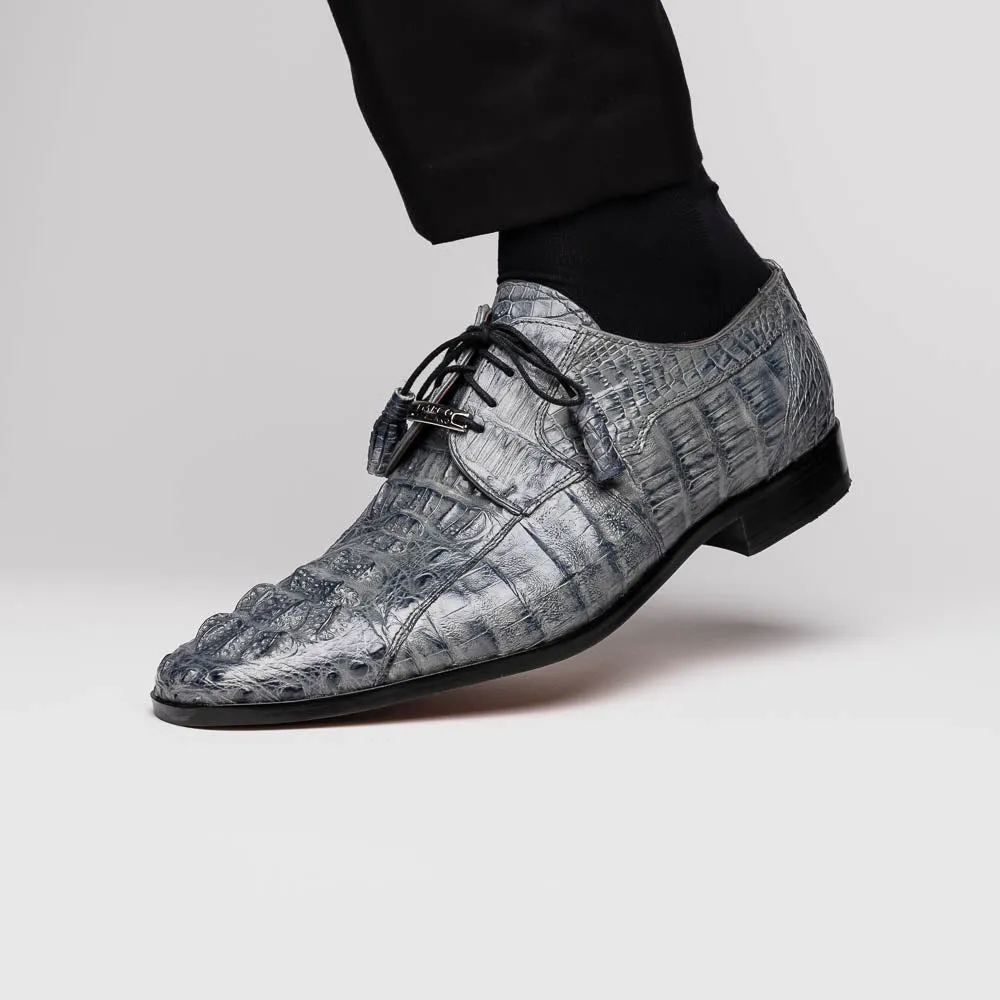 Marco Di Milano Tulum Grey Hornback Crocodile Derby Oxford Dress Shoes