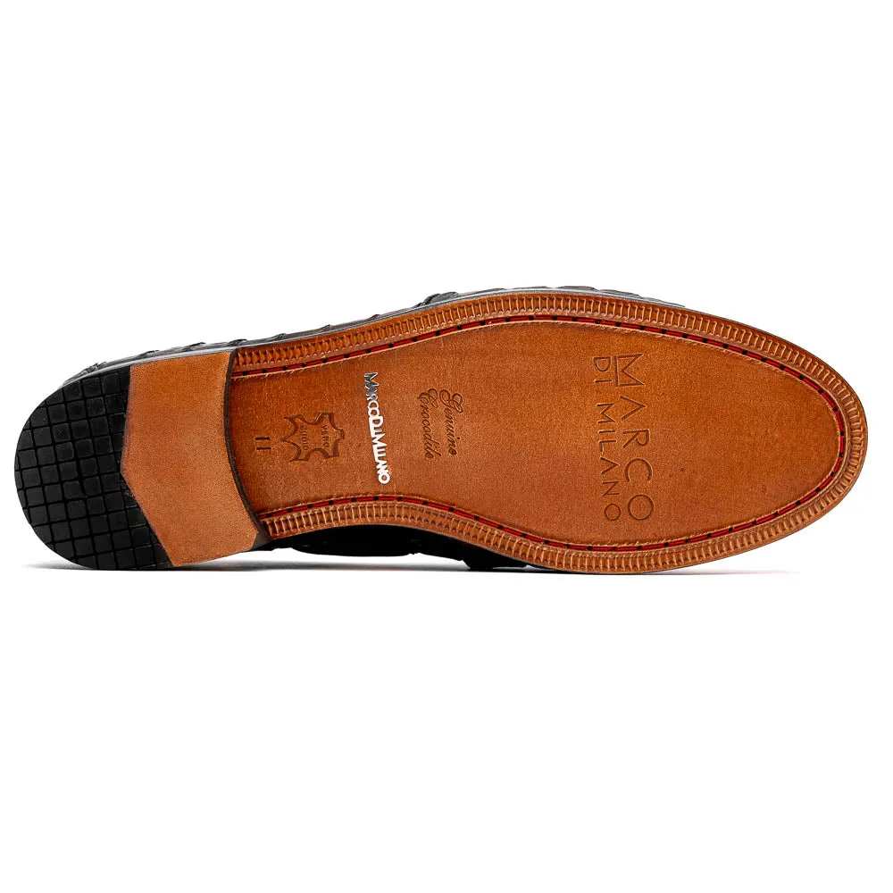 Marco Di Milano Tulum Grey Hornback Crocodile Derby Oxford Dress Shoes