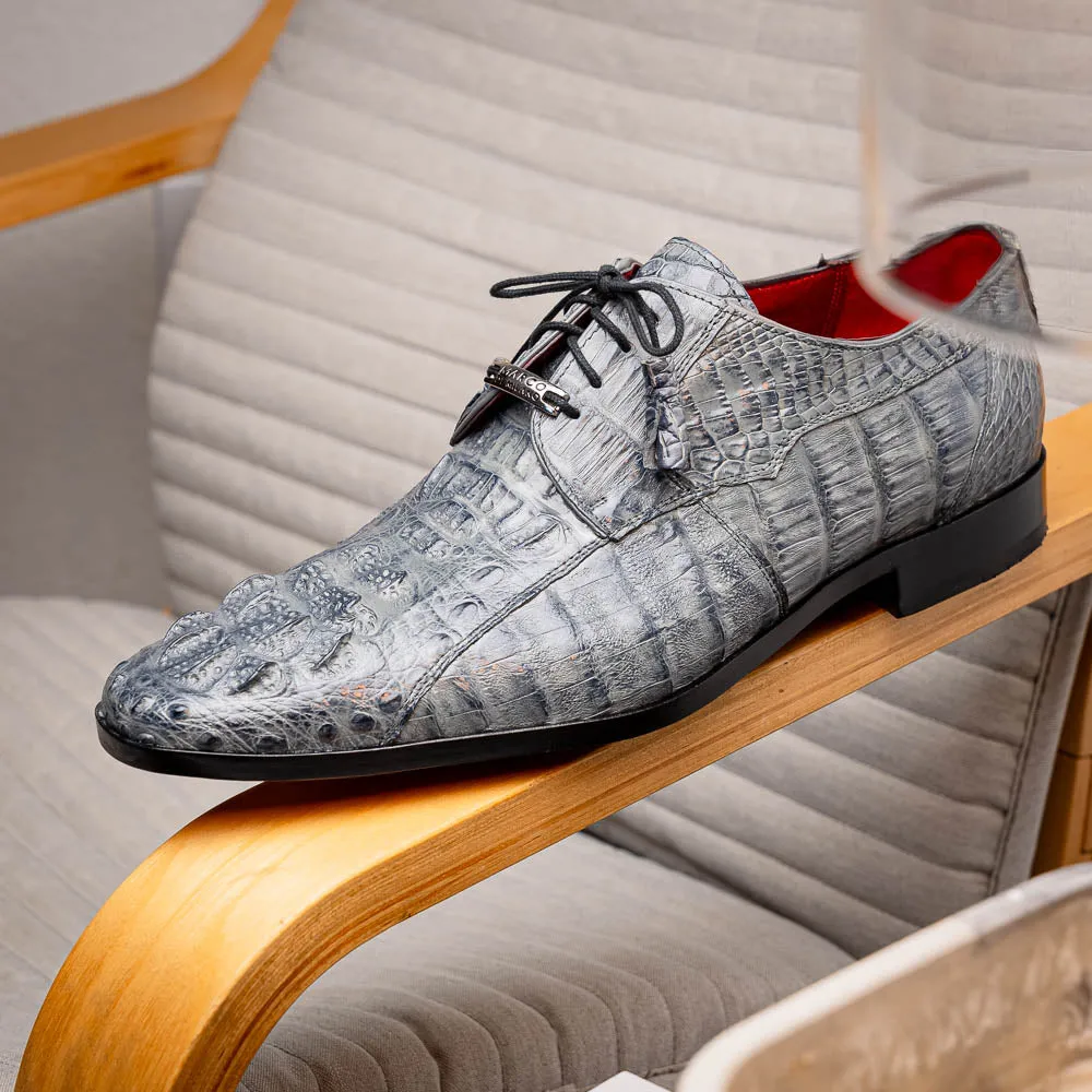 Marco Di Milano Tulum Grey Hornback Crocodile Derby Oxford Dress Shoes