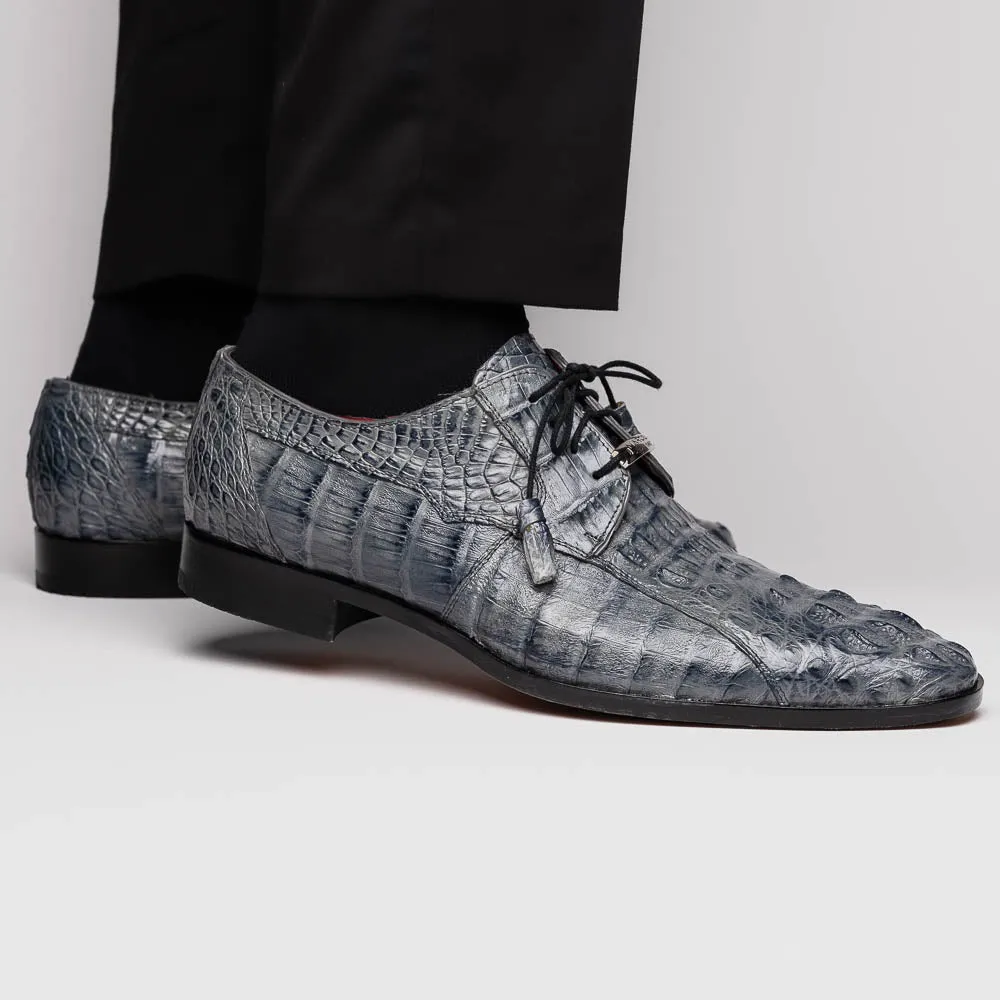 Marco Di Milano Tulum Grey Hornback Crocodile Derby Oxford Dress Shoes