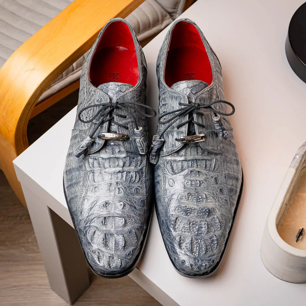 Marco Di Milano Tulum Grey Hornback Crocodile Derby Oxford Dress Shoes