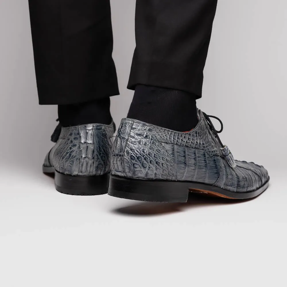 Marco Di Milano Tulum Grey Hornback Crocodile Derby Oxford Dress Shoes
