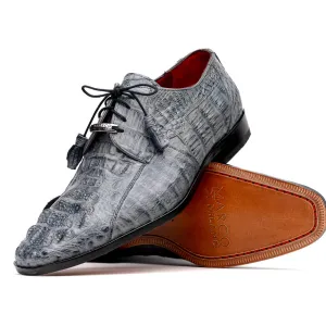 Marco Di Milano Tulum Grey Hornback Crocodile Derby Oxford Dress Shoes