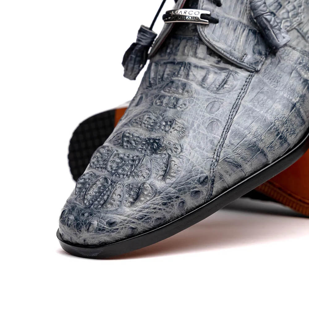 Marco Di Milano Tulum Grey Hornback Crocodile Derby Oxford Dress Shoes