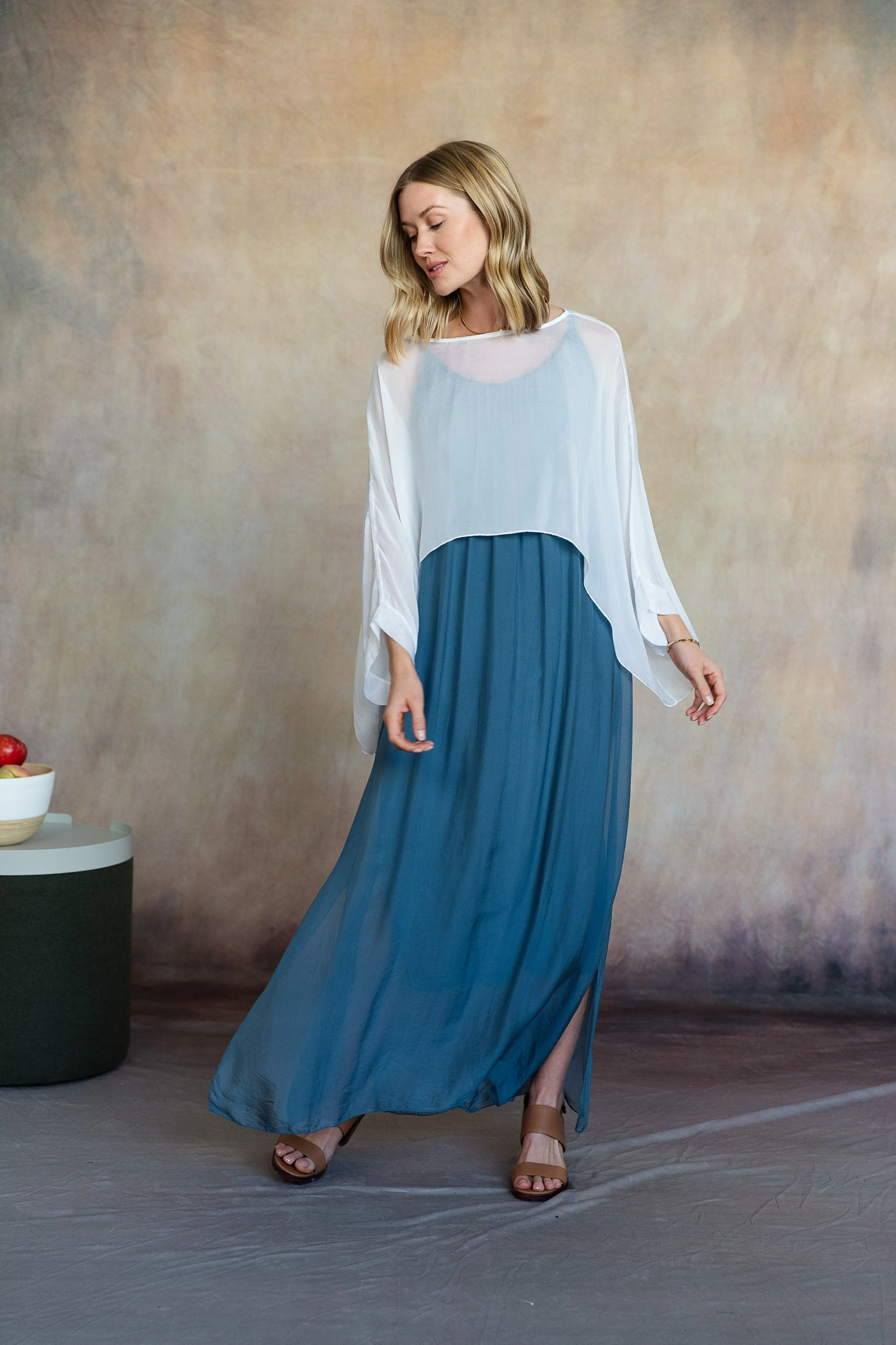 Marina Silk Dress (Aegean Blue)