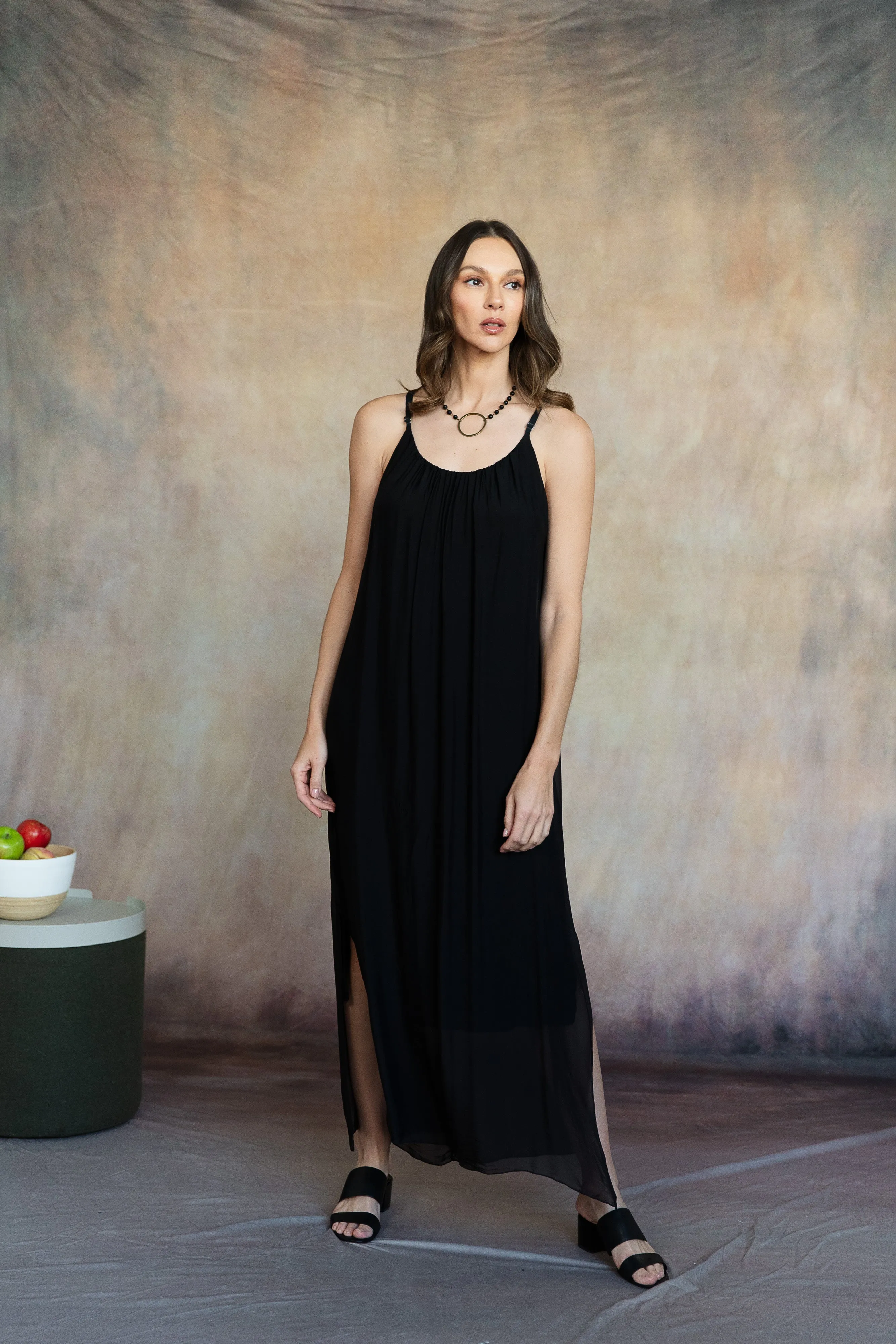 Marina Silk Dress (Black)