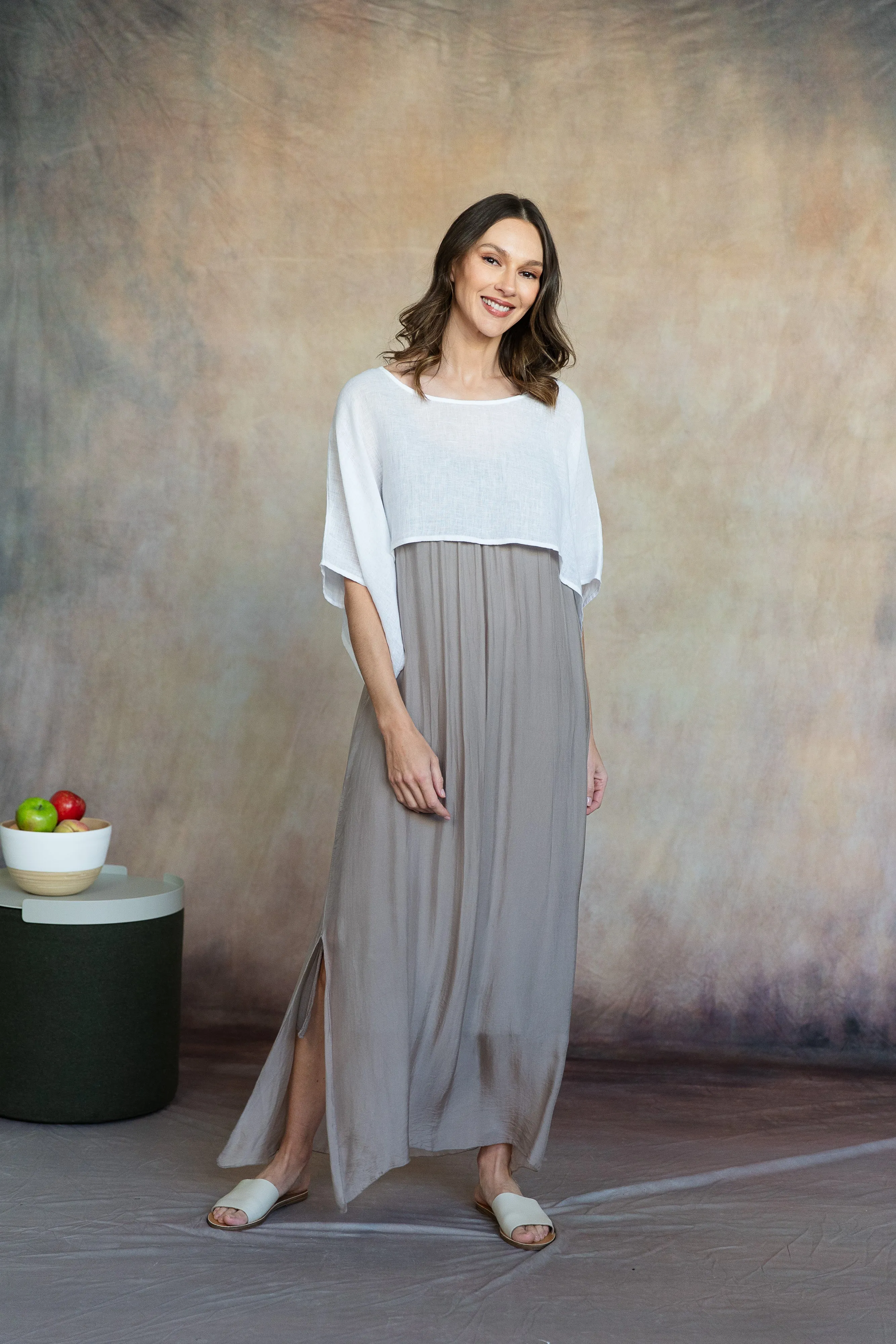 Marina Silk Dress (Taupe)