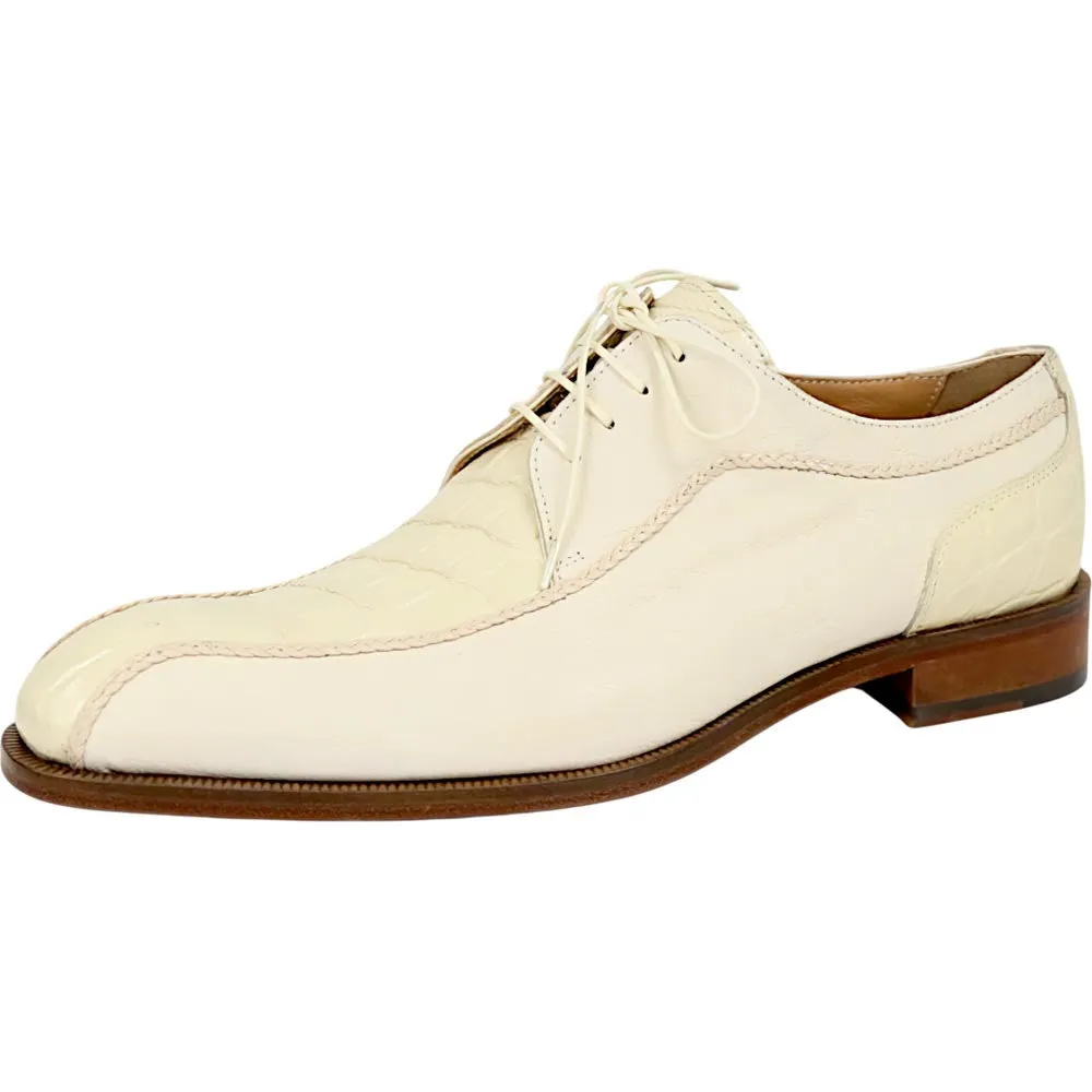 Mauri Gentleman Men's Cream Exotic Alligator / Goat Leather Derby Shoes