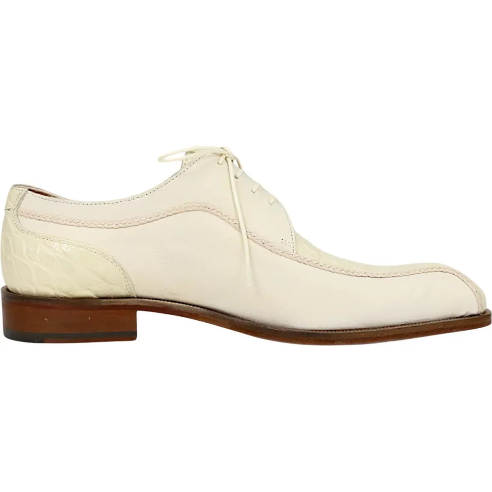 Mauri Gentleman Men's Cream Exotic Alligator / Goat Leather Derby Shoes