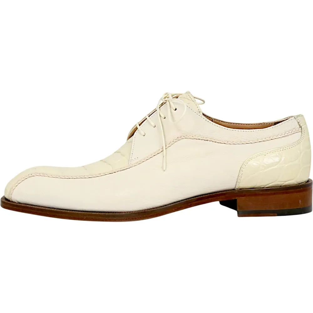 Mauri Gentleman Men's Cream Exotic Alligator / Goat Leather Derby Shoes