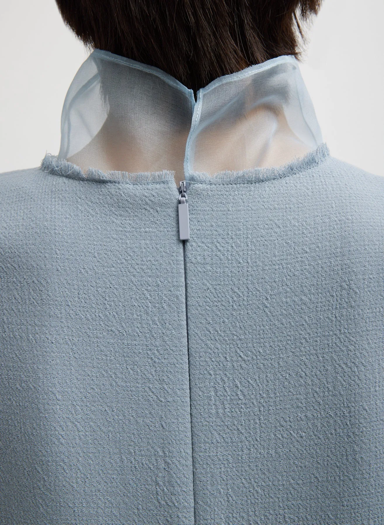 Melee Crepe V-Neck Dress With Organza Lining