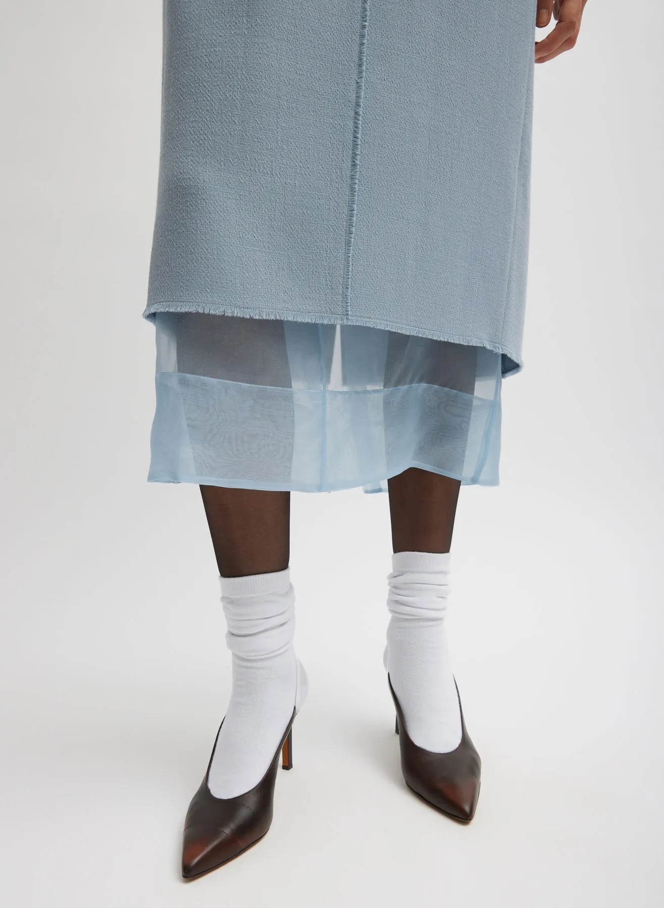 Melee Crepe V-Neck Dress With Organza Lining