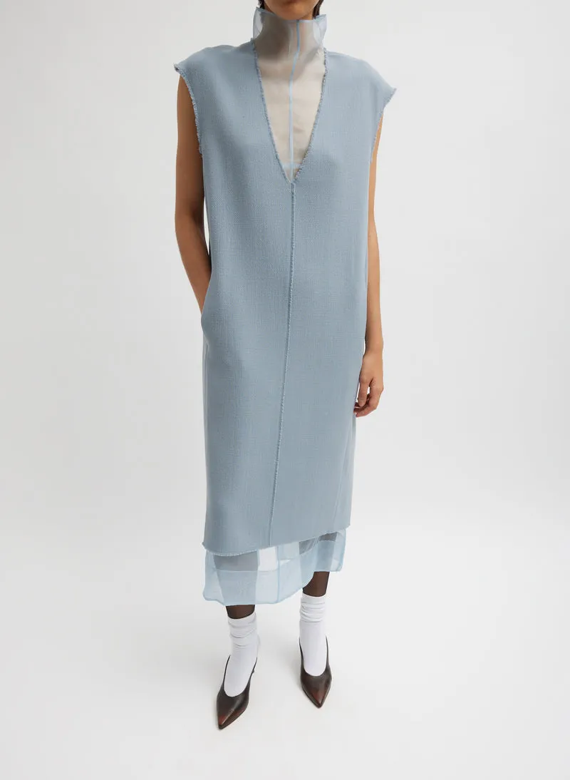 Melee Crepe V-Neck Dress With Organza Lining