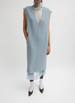 Melee Crepe V-Neck Dress With Organza Lining