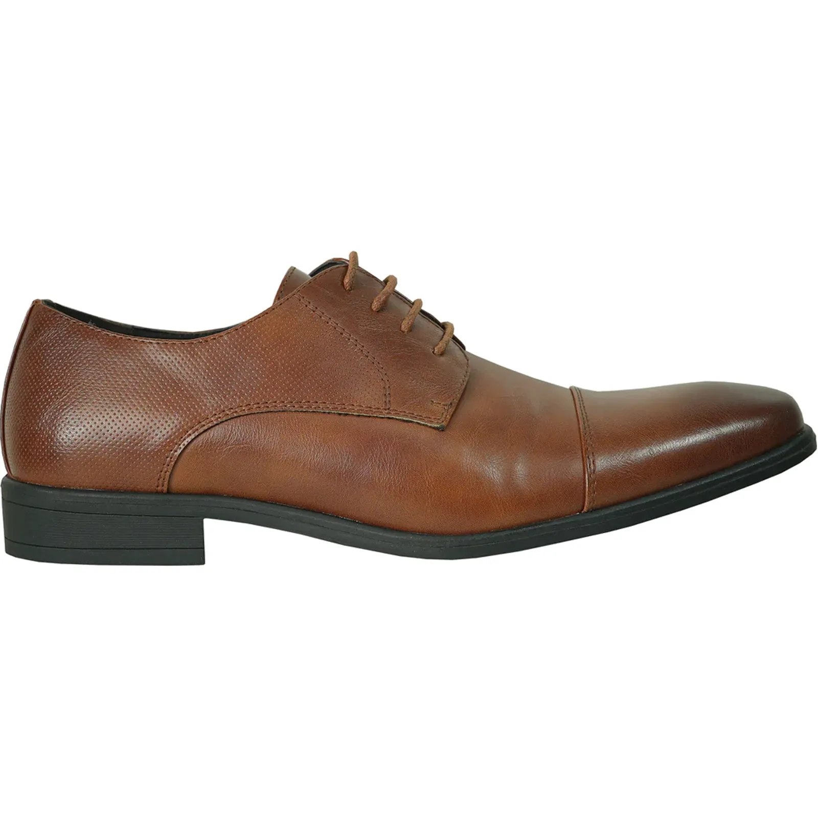Mens Antique Cap Toe Lace Up Oxford Dress Shoe in Cognac