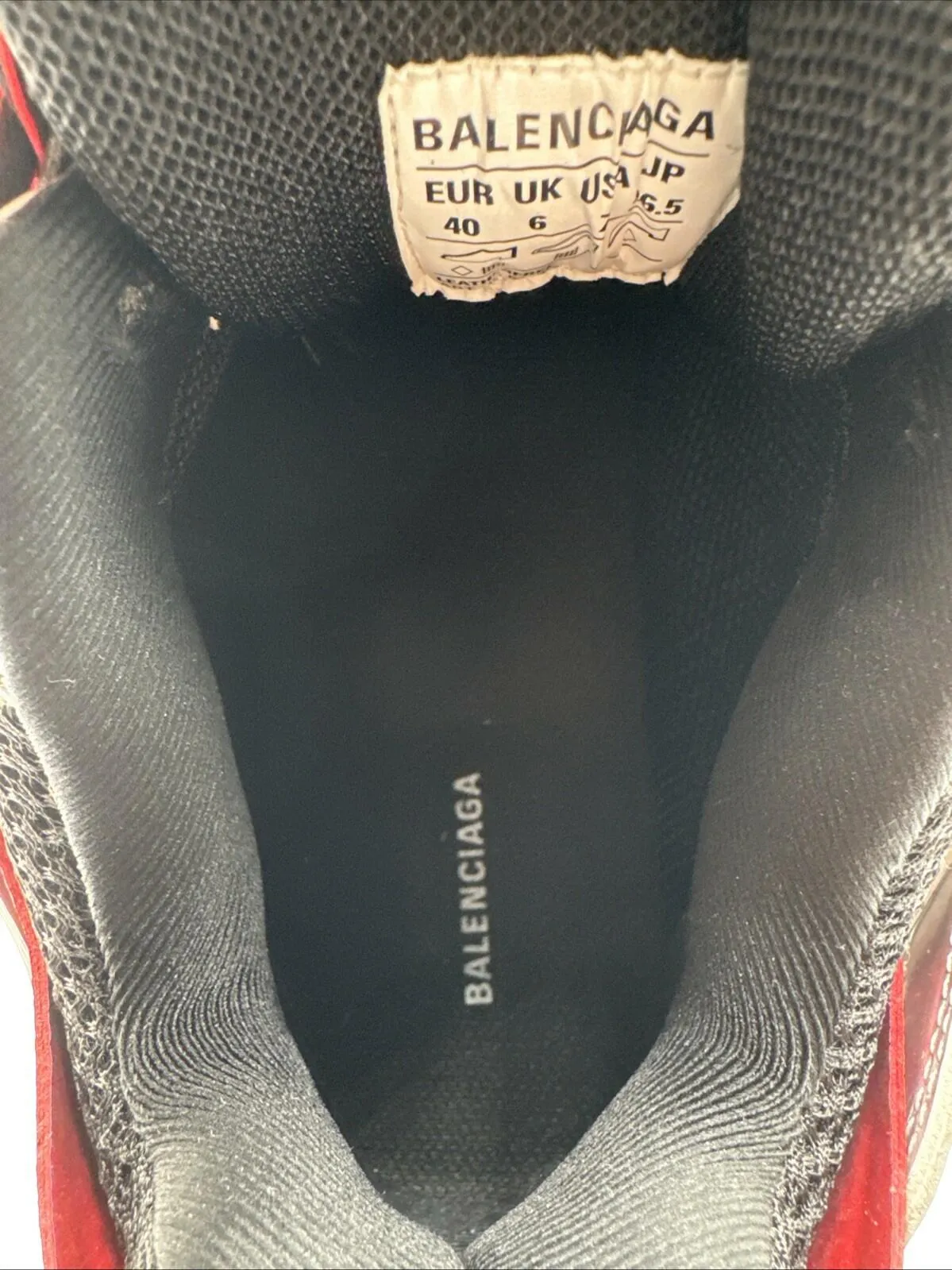 Men’s Balenciaga Track Sneaker Color Black Red Silver Size 40 - Very Good