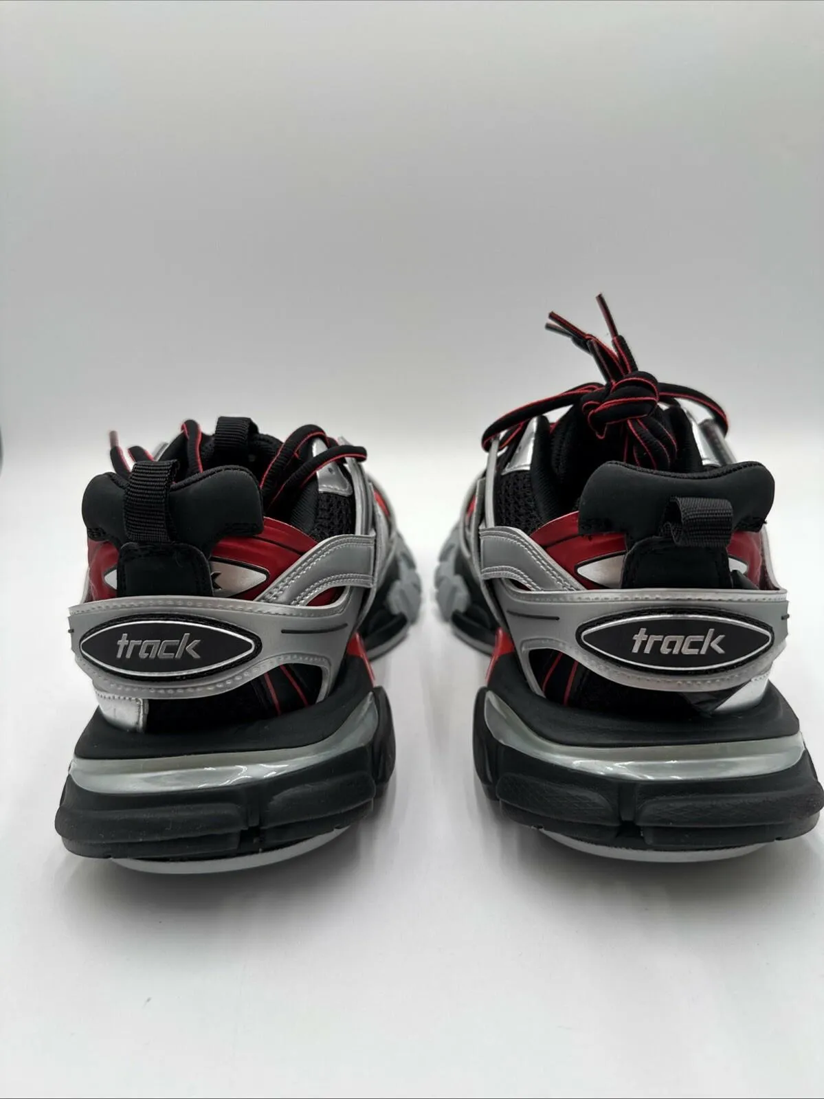 Men’s Balenciaga Track Sneaker Color Black Red Silver Size 40 - Very Good