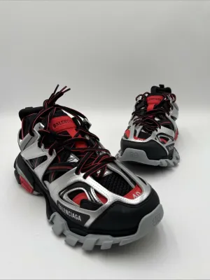 Men’s Balenciaga Track Sneaker Color Black Red Silver Size 40 - Very Good