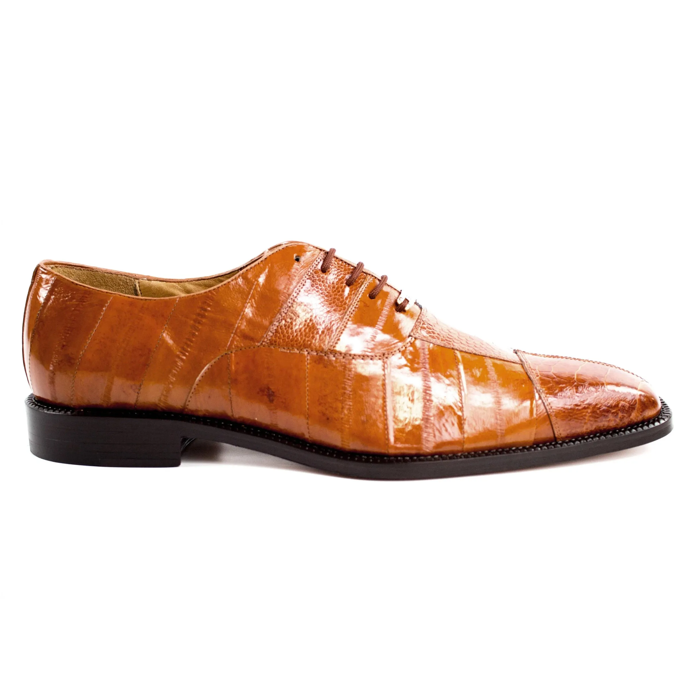 Mens Belvedere Mare Eel & Ostrich Cap Toe Dress Shoe in Purple